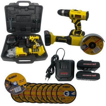 DUŻY Zestaw SZLIFIERKA WKRĘTARKA AKU 2x20.4V 3Ah WALIZKA DEWALT GRATIS MOC