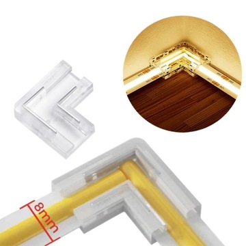 HURT 100szt Złączka KĄTOWA Taśma COB LED 8mm DOCISKOWA