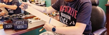 Ремень кожаный BACHER для заточки бритв, маленький + набор паст, футляр