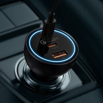 Автомобильное зарядное устройство Fast USB USB-C 160 Вт PPS Quick Charge 5 PD серый