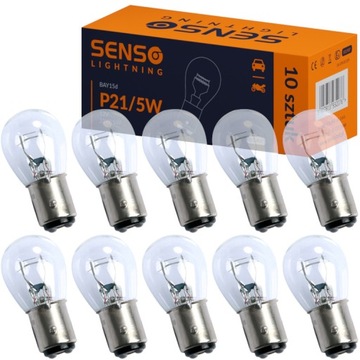 ŻARÓWKI SENSO P21/5W 12V HOMOLOGACJA E4 x10sztuk