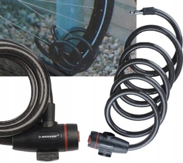 ВЕЛОСИПЕДНЫЙ ЗАМОК DUNLOP 180см с ключом + ручка