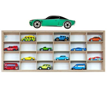 Ekspozytor na kolekcje w kształcie auta, Wisząca półka na zabawki Matchbox