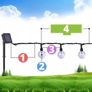 СОЛНЕЧНАЯ САДОВАЯ ГИРЛЯНДИЯ СОЛНЕЧНЫЕ ЛАМПЫ 100 СВЕТОДИОДНЫХ ЛАМПОЧЕК ДЛЯ БАЛКОНА 14 метров