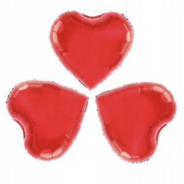 3 BALONY W KSZTAŁCIE SERCA CZERWONE ŚLUB WESELE