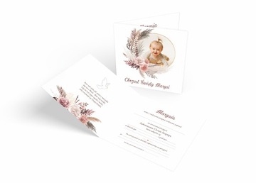 ZAPROSZENIA NA CHRZEST - ZE ZDJĘCIEM - BOHO - IMIĘ