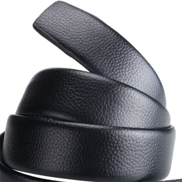 РЕМЕНЬ КОЖАНЫЙ МУЖСКОЙ Черный для брюк Зажим для джинсов 120 см