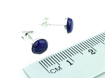 Kolczyki lapis lazuli piryty 6mm srebrne pr 925