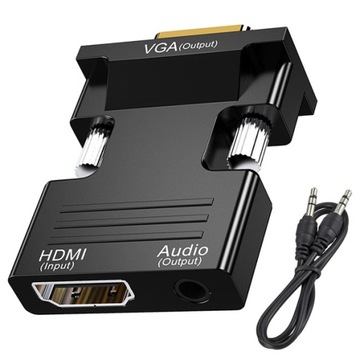 KONWERTER ADAPTER PRZEJŚCIÓWKA Z HDMI NA VGA D-SUB AUDIO DŹWIĘK