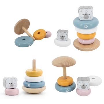 VIGA PIRAMIDKA DREWNIANA WIEŻA SORTER POLARB UKŁADANKA SENSORYCZNA MIŚ