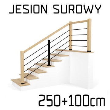 Balustrada barierka drewniana metalowa2,5m+1m LOFT
