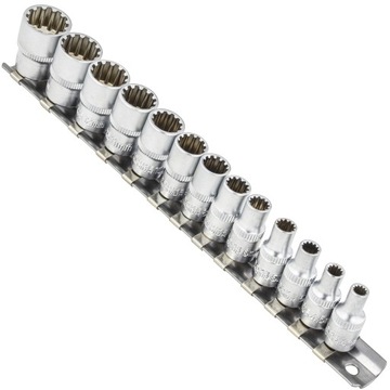 NASADKI SPLINE 12-KĄT ZESTAW NASADEK 1/4 4-14MM Cr-V KLUCZE
