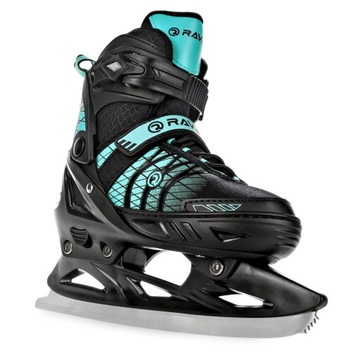 Регулируемые фигурные коньки 2 в 1 RAVEN Crystal Black/Mint 35-39