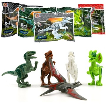 Dinozaury 5 figurki klocki zestaw na dzień chłopca