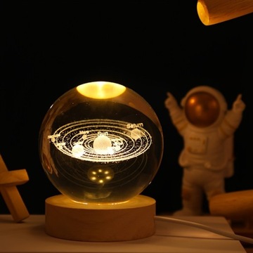 1 шт. 3D-луна/небесный хрустальный шар USB-кабель, деревянная основа