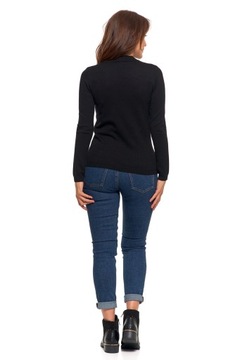 PÓŁGOLF SWETER DAMSKI GŁADKI DLA NIEJ MORAJ WISKOZA DŁUGI RĘKAW BLACK M