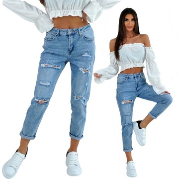 WL2182 r M DAMSKIE SPODNIE JEANS DZIURY BOYFRIEND
