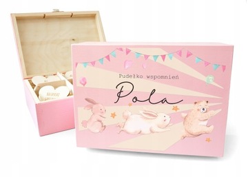 Розовая коробочка воспоминаний Крещение Свидетельство о рождении Годик