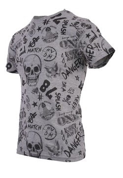 TSHIRT MĘSK SIWY SZARY KOSZULKA CZACHY CZASZKI 3XL