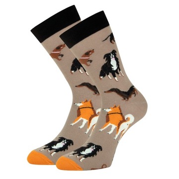 КОРИЧНЕВЫЕ НОСКИ CUPOFSOX С СОБАКАМИ РАЗНЫХ ПОРОД 41-44