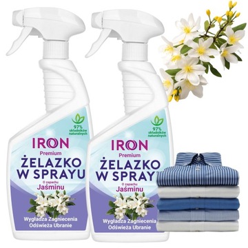 2X 750ml IRON ŻELAZKO W SPRAYU WYGŁADZA ZAGNIECENIA JAŚMIN