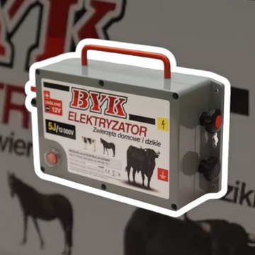 Pastuch dla bydła, krów - BYK 5J polski, bardzo mocny 12000V + zasilacz!
