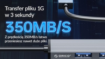 Orico Hub USB 5 Гбит/с 1x USB-A 3.1, 3x USB-A 2.0, алюминий, кабель 15 см