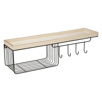 МЕТАЛЛИЧЕСКАЯ НАСТЕННАЯ ПОЛКА С ЧЕРНОЙ ПРОВОЛОКОЙ ВЕШАЛКИ