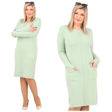 ELEGANCKA SUKIENKA SWETROWA CIEPŁA MIDI PROSTA ELASTYCZNA SWETER