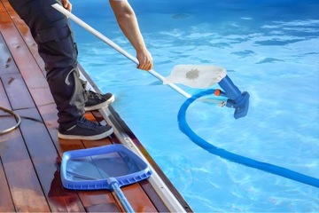 Odkurzacz DO BASENU zestaw do czyszczenia basenowy dna oczka wodnego siatka