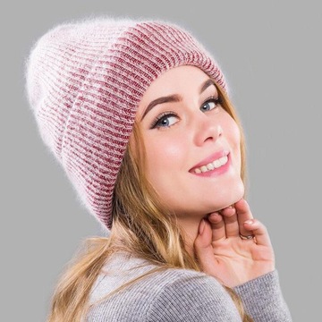 Czapki zimowe Knitting Beanie Cashmere Beanie Pink