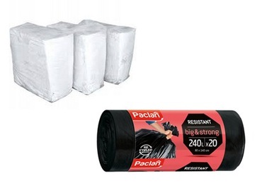 ZESTAW CZYŚCIWO PRZEMYSŁOWE BAWEŁNIANE BIAŁE CIĘTE 20kg + WORKI PACLAN 240L