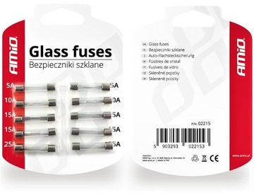 BEZPIECZNIKI SAMOCHODOWE SZKLANE RURKOWE 10 szt.