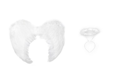 STRÓJ ANIOŁEK ZESTAW ANIOŁ KOSTIUM NA JASEŁKA SKRZYDEŁKA AUREOLA BIAŁY L