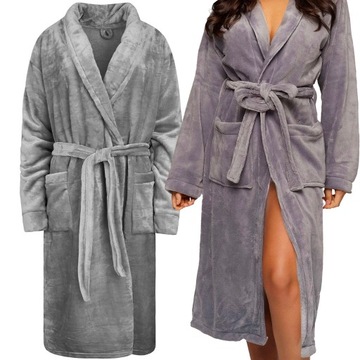 SZLAFROK WELLSOFT UNISEKS MIĘKKI CIEPŁY GRUBY ELEGANCKI L CHILA SZARY