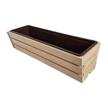 SKRZYNKA DONICZKA BALKONOWA DREWNIANA Z WKŁADEM 40CM