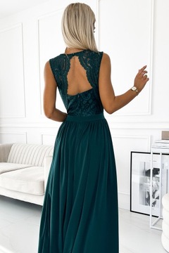 Sukienka elegancka maxi z rozcięciem długa koronkowa wyszczuplająca