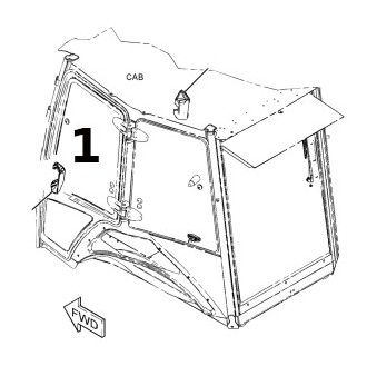 SZYBA DRZWI GÓRNA LEWA STRONA SITODRUK CAT 428F 3822261