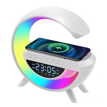 Inteligentna Lampka LED z Ładowarką QI Głośnikiem Bluetooth Radio i Zegarem