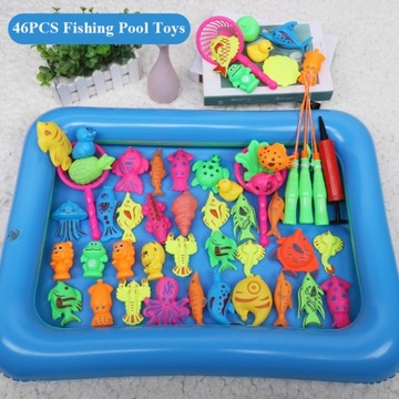 46 Pcs Kids Random Magnetic Fishing Pond Toys Game