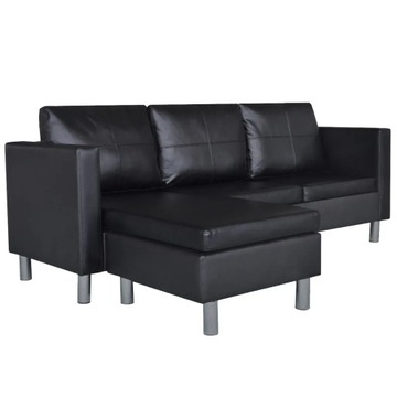 vidaXL Sofa 3-osobowa, skóra syntetyczna, czarna
