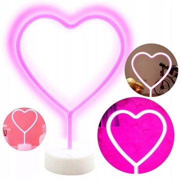LAMPKA LED 3D ILUZJA SERCA SEDUSZKO LOVE PREZENT WALENTYNKI RÓŻOWA FIGURKA