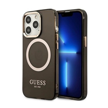 Чехол Guess GUHMP13LHTCMK для iPhone 13 Pro / 13, жесткий футляр 6,1 дюйма, золотой контур