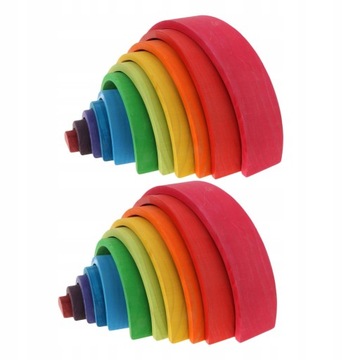 2x Wooden Rainbow Stacker Toys, Wooden Rainbow