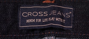 CROSS JEANS spodnie STRAIGHT regular NAVY blue DYLAN _ W36 L30