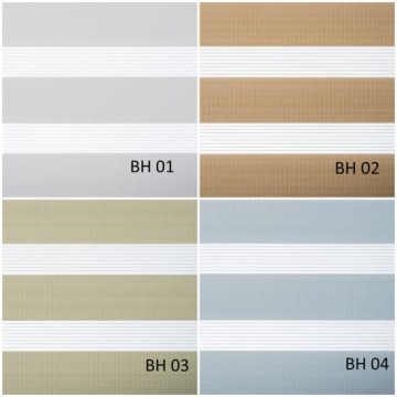 Рулонные шторы день-ночь в кассете со струнными направляющими.