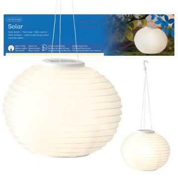 LAMPION lampa latarnia kula SOLARNY biały LEDowy wiszący ciepły biały 30cm