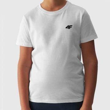 Koszulka Chłopięca 4F T-shirt Dziecięcy basic biały sportowy na WF logo 134