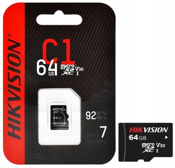 Карта памяти Hikvision 64 ГБ microSDXC 92/20 МБ/с