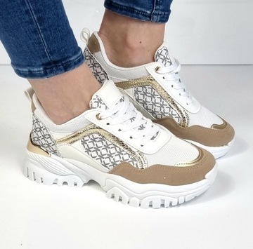 BIAŁE SPORTOWE BUTY SNEAKERSY SZNUROWANE 39